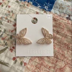 Forever 21 Rhinestone Butterfly Stud Earrings